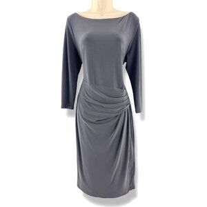Ralph Lauren Gray Ruched Jersey Dress Size 14 Grey Office Evening All-Season